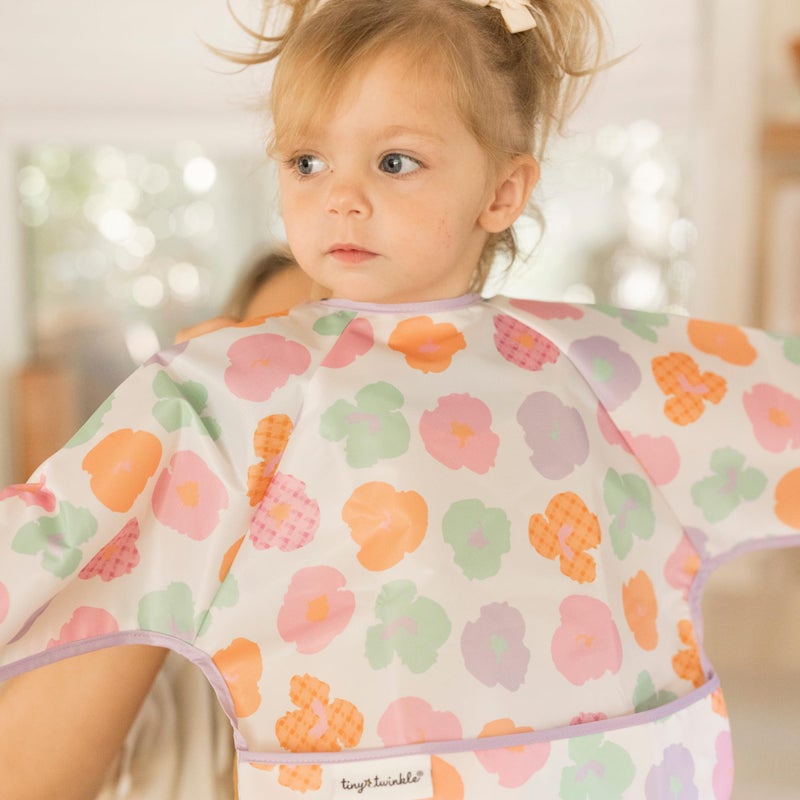 Tiny Twinkle Long Sleeve Bib for Babies & Toddlers | Waterproof Smock Bib for Eating | Machine Washable & Mess-Proof Feeding Essentials | Newborn Shower Gift (Floral Pop, 6â€“24M) - Image 3