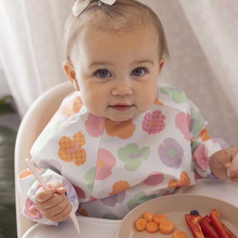 Tiny Twinkle Long Sleeve Bib for Babies & Toddlers | Waterproof Smock Bib for Eating | Machine Washable & Mess-Proof Feeding Essentials | Newborn Shower Gift (Floral Pop, 6â€“24M) - Image 2