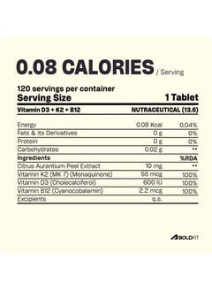 BOLDFIT Boldfit Vitamin D Supplement Vitamin D3 K2 MK7 & Vitamin B12 Supplement for Men & Women Energy Support, Bone Health, Immune Support, Daily Vitamin D Supplement for Wellness -120 Veg Tablets  - Image 2