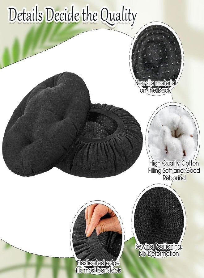 Marsui 4 Pieces Soft Stool Covers Round Bar Stool Cushions with Elastic Band Padded Seat Covers Nonslip Round Seat Cushions for Chairs Slipcovers(12 Inch,Black) - Image 3