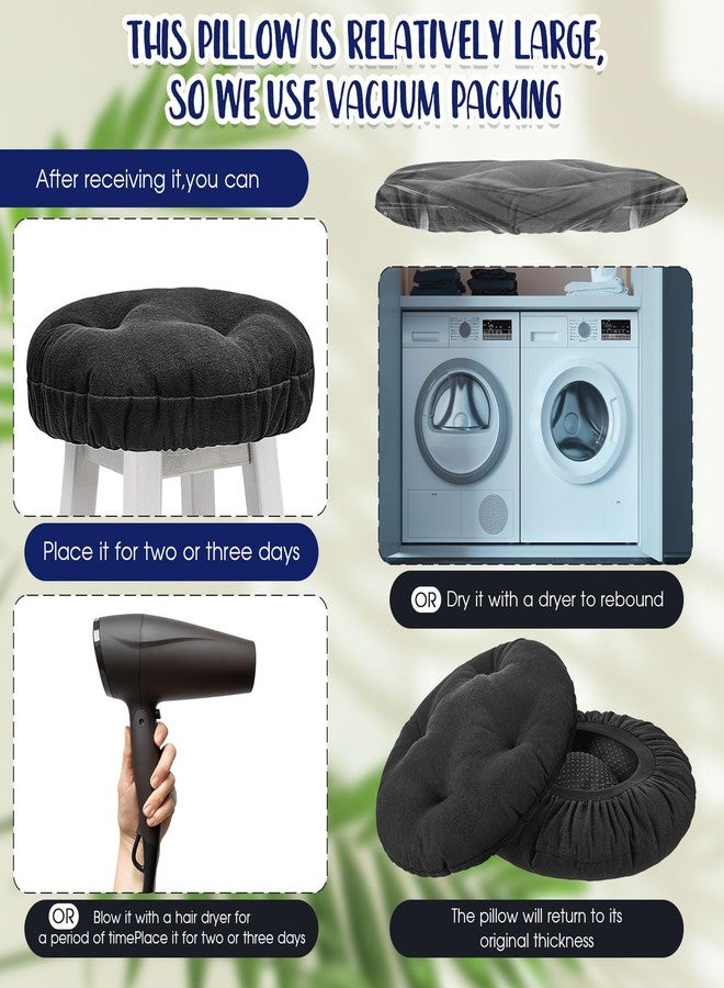 Marsui 4 Pieces Soft Stool Covers Round Bar Stool Cushions with Elastic Band Padded Seat Covers Nonslip Round Seat Cushions for Chairs Slipcovers(12 Inch,Black) - Image 4