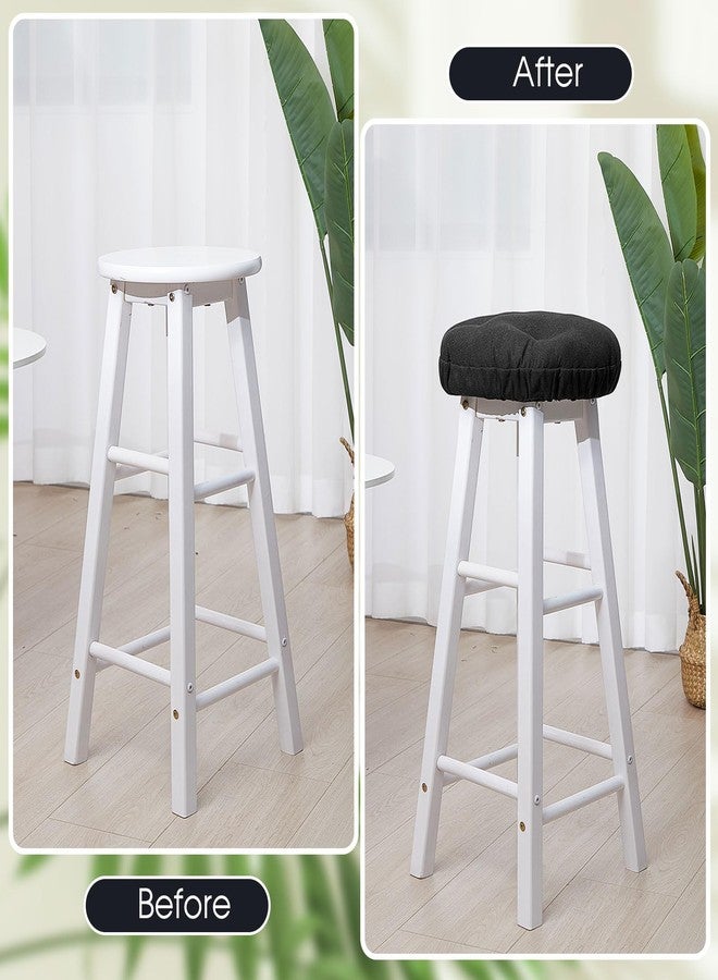 Marsui 4 Pieces Soft Stool Covers Round Bar Stool Cushions with Elastic Band Padded Seat Covers Nonslip Round Seat Cushions for Chairs Slipcovers(12 Inch,Black) - Image 5