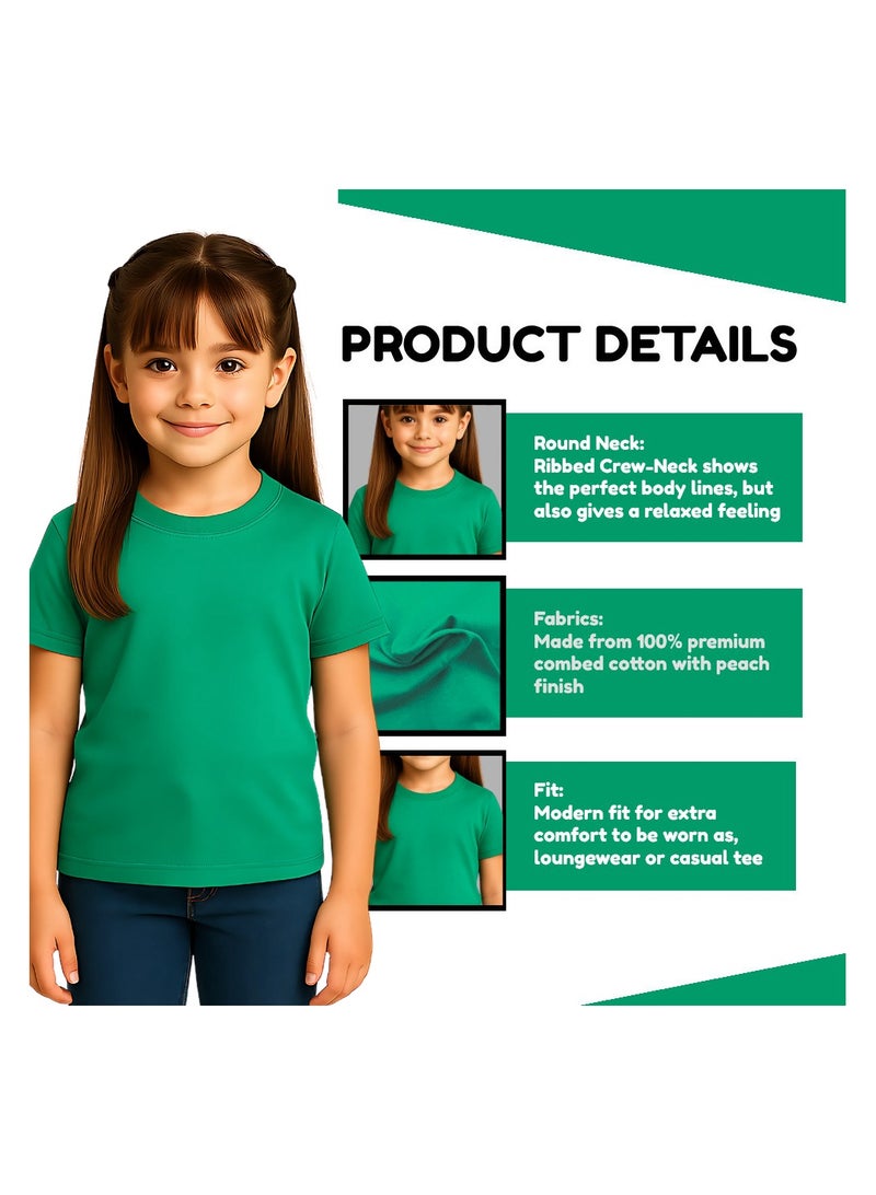 برينت شوب فور مي تي شيرت Printshop4me للأطفال برقبة دائرية للفتيات 170 جرامًا في المتر المربع من القطن الخالص الألوان الأساسية - Image 3