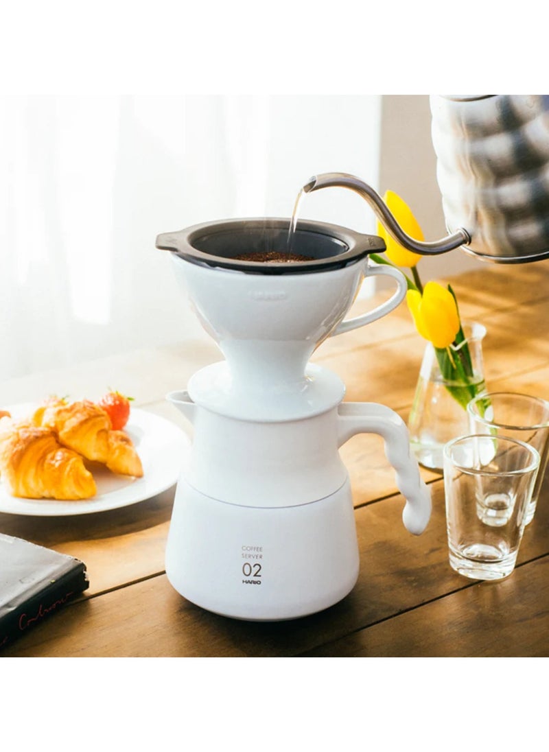 هاريو - خادم V60 معزول من الستانلس ستيل بلس 600 مل, أبيض - Image 1