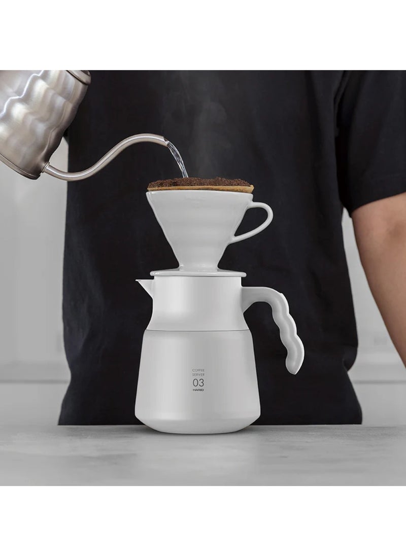 هاريو - خادم V60 معزول من الستانلس ستيل بلس 600 مل, أبيض - Image 1