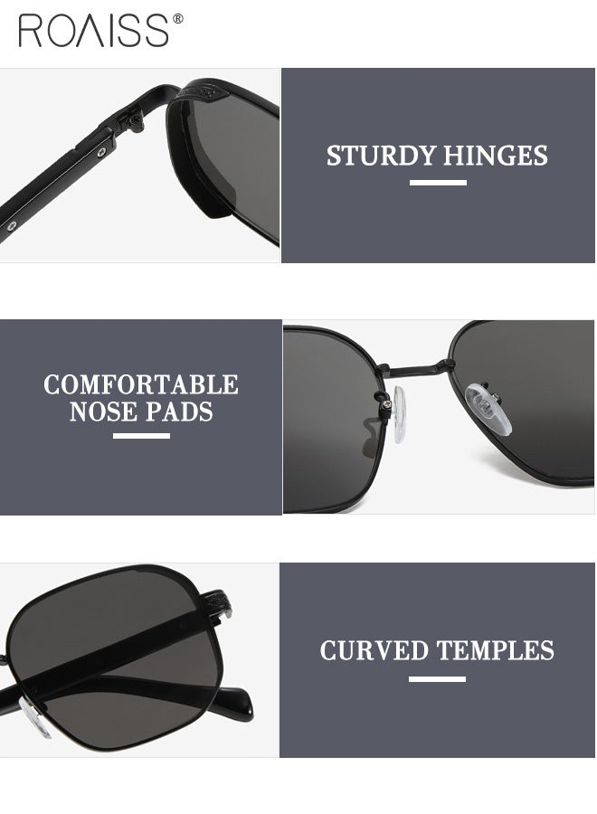 roaiss Retro Sunglasses for Women Men UV400 Protection Glasses with Vintage Polarized Alloy Frame, Fashion Anti-Glare Sun Shades for Driving, Fishing, Traveling, Black - Image 4
