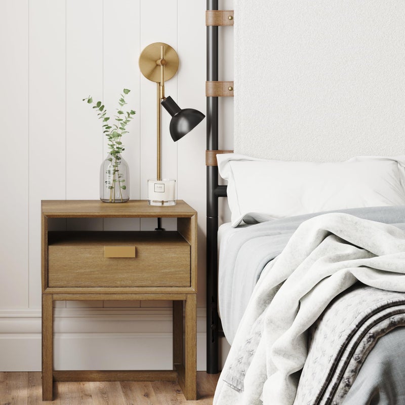 Nathan James Tamlin Wall Light Fixture, Wall Mounted 1-Light Lamp, Plugin Sconce with On/Off Switch for Living Room, Reading Nook or Bedroom, Vintage Brass/Matte Black - Image 2