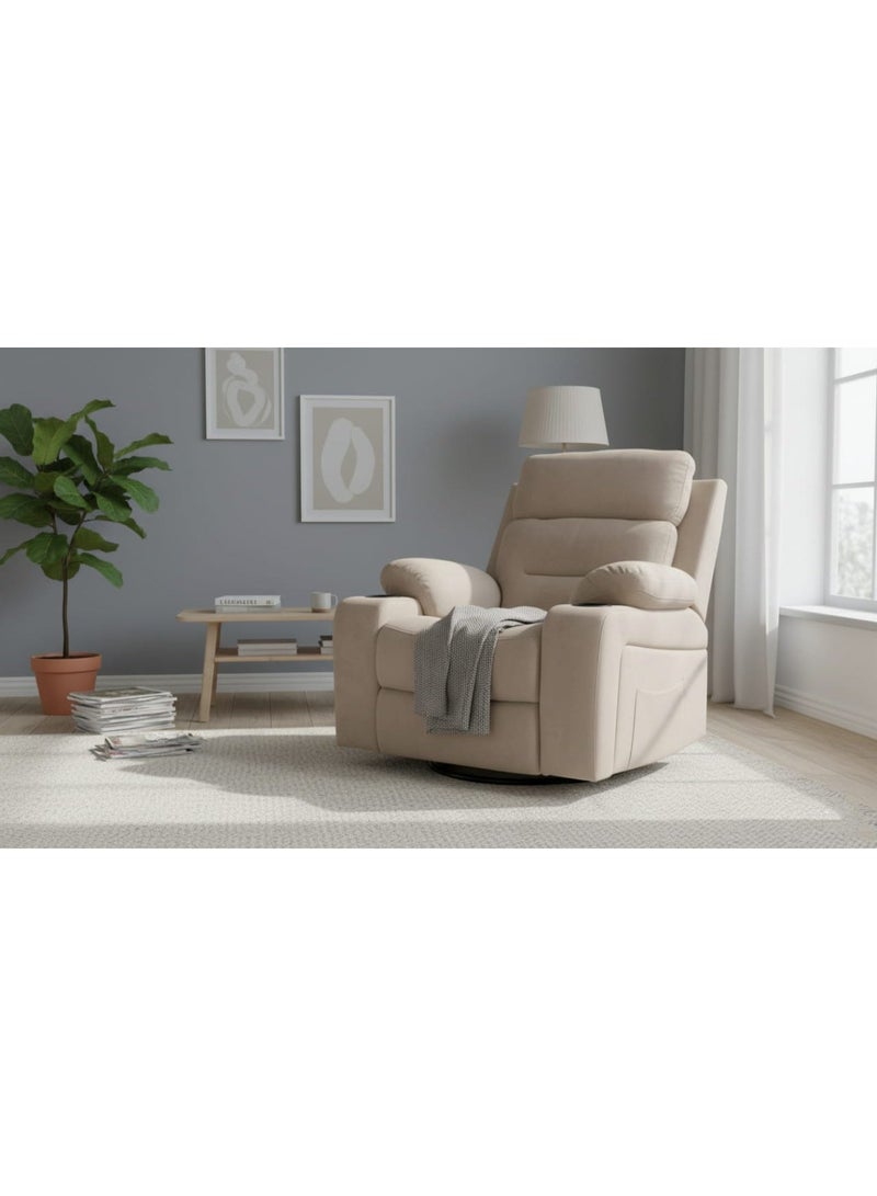 NZONE STORE Beige Rocking and Swivel Recliner Chair - Comfortable and Luxurious Design - Image 1