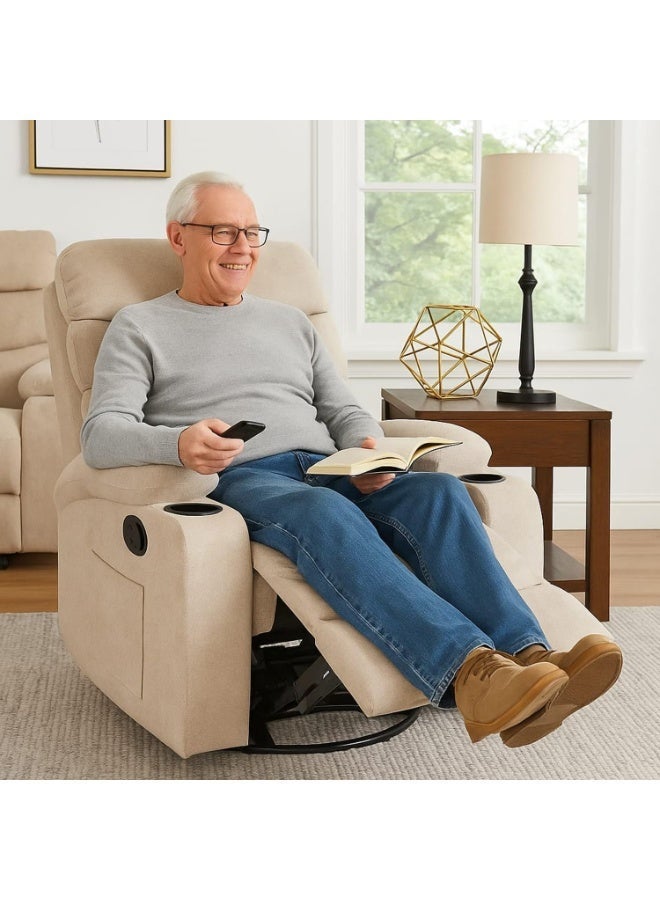 NZONE STORE Beige Rocking and Swivel Recliner Chair - Comfortable and Luxurious Design - Image 4