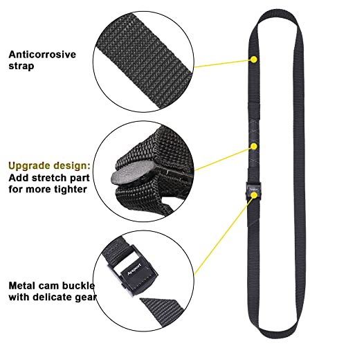 Ayaport Lashing Straps with Buckles (Add Stretch Part - Designed for Tighter) Adjustable Cam Buckle Tie Down Cinch Strap for Packing Black 4 Pack - Image 2