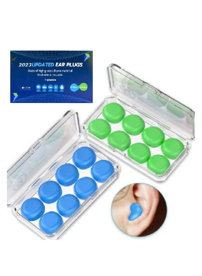Generic Ear Plugs for Sleep and Swimming 8 Pairs Of Reusable Silicone Molded Noise Canceling Ear Plugs  - Image 1