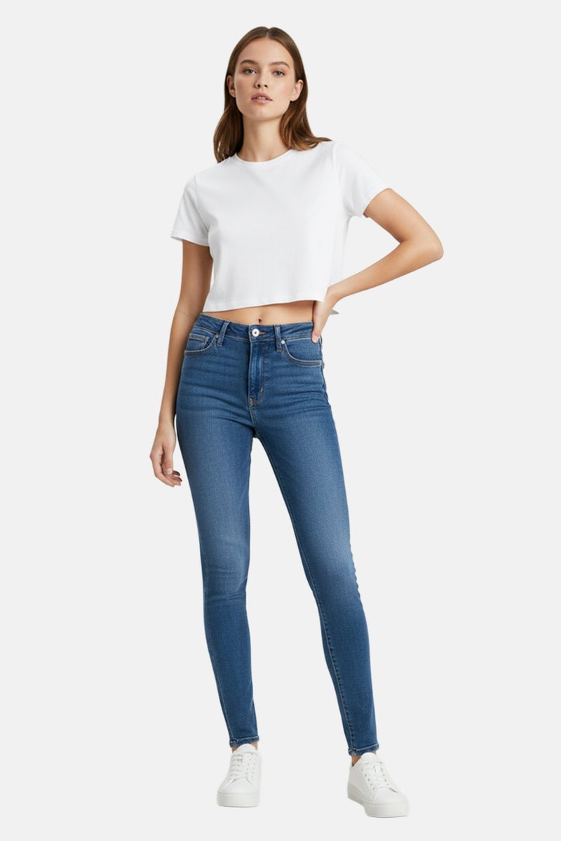 Levi's Women Super Skinny Fit Washed Stretchable Denim, Blue - Image 1