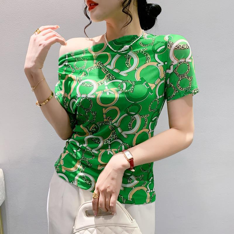 European Printed Mesh T-Shirt For Summer 2023 Women'S Short-Sleeved All-Match Fashion Top For Hair - Image 4
