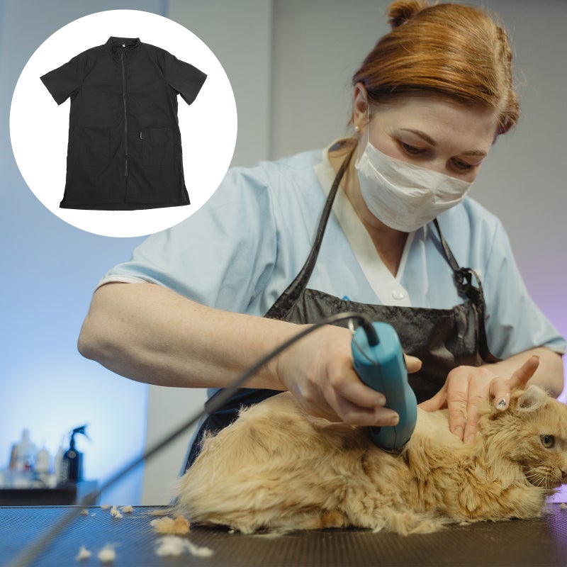 Waterproof Pet Cosmetologist Clothes Pet Salon Grooming Apron Beautician Bath Uniform for Home Outdoor (Black, Size L) - Image 4