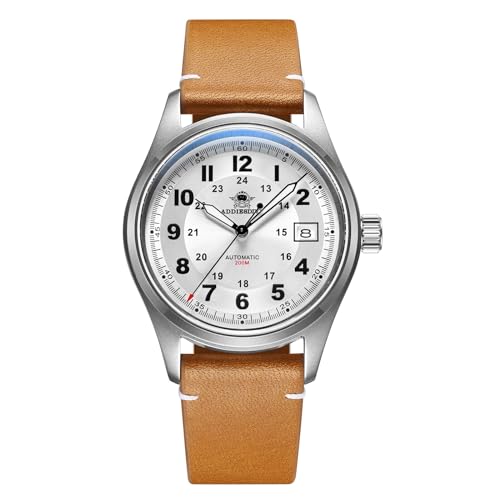 ADDIESDIVE Automatic Watch for Men 39MM 200M NH35 Movement Synthetic Sapphire Mirror Analog Brown Leather Watch for Men - Image 1
