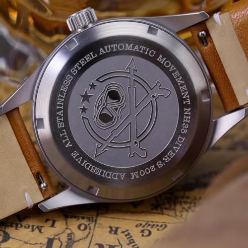 ADDIESDIVE Automatic Watch for Men 39MM 200M NH35 Movement Synthetic Sapphire Mirror Analog Brown Leather Watch for Men - Image 4