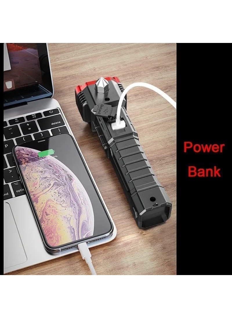 PIYUSHA PIYUSHA Torch Light Led Torch Light Rechargeable Torch Flashlight Long Distance Beam Range Car Rescue Torch with Hammer Window Glass and Seat Belt Cutter Built Multicolor  - Image 5