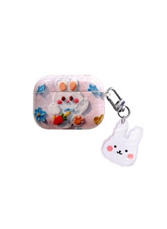 Suitable For AirPods 4 Earphone Set Creative Cartoon Shell For Apple1/2/pro2 Wireless Bluetooth Protective Cover Pendant-Color:Silicone Soft Shell + Pendant-oil Painting Rabbit-Model:AirPods Third Generation (protective Cover)