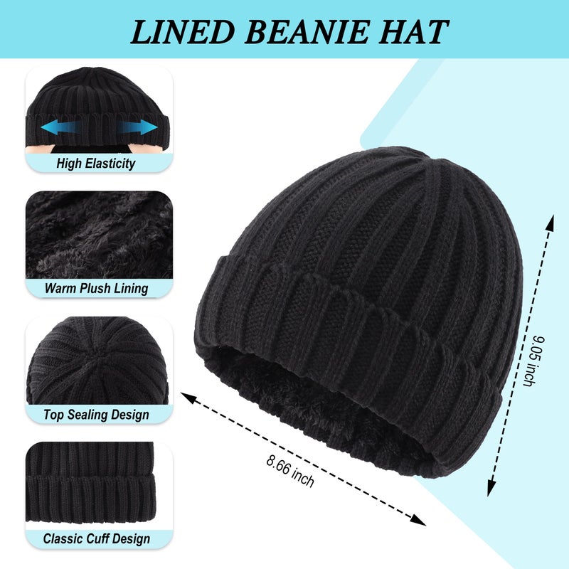 Connectyle Men's Warm Winter Hat Scarf and Touchscreen Gloves Set for Cold Weather Fleece Lined Knit Beanie Neck Scarf Black - Image 2