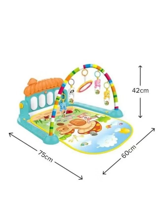 AZTECO 3-in-1 Baby Play Gym & Piano Fitness Mat – Musical Activity Play Mat with Lights, Hanging Toys & Rotating Kick Piano for Newborn Babies, Crawling, Tummy Time & Indoor Learning Play - Image 2