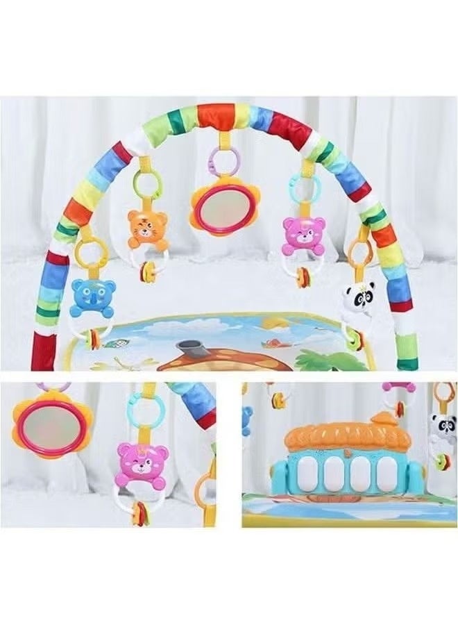 AZTECO 3-in-1 Baby Play Gym & Piano Fitness Mat – Musical Activity Play Mat with Lights, Hanging Toys & Rotating Kick Piano for Newborn Babies, Crawling, Tummy Time & Indoor Learning Play - Image 1