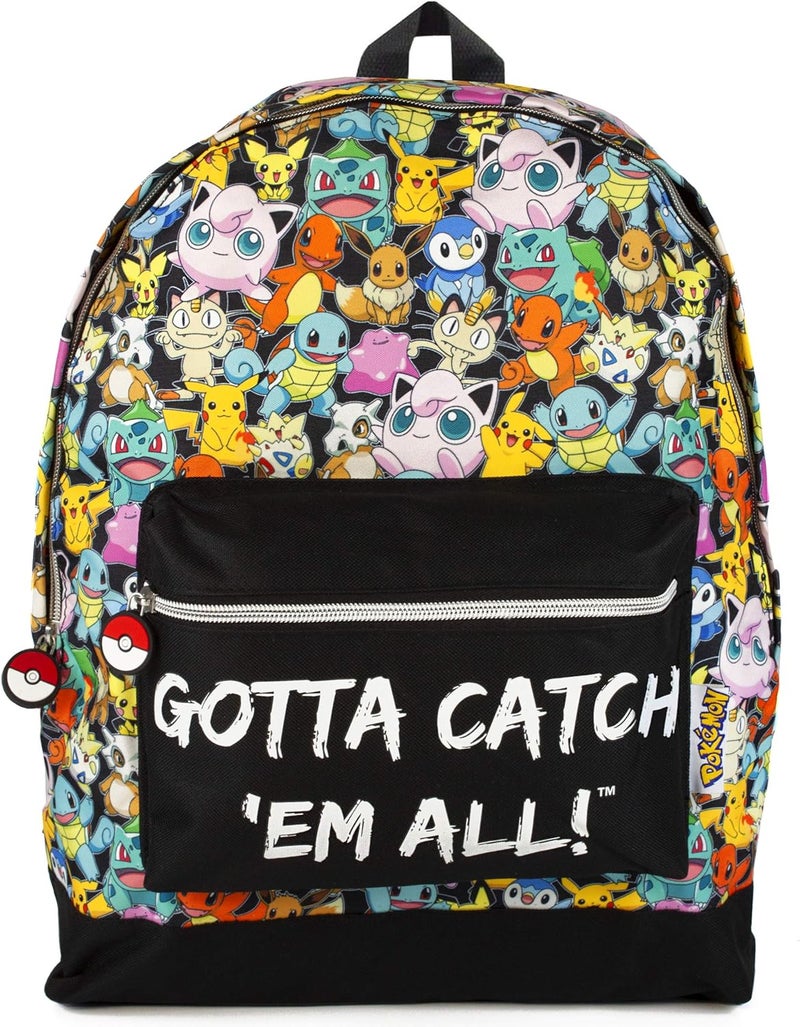Pokemon Vanilla Underground Gamer School Backpack Adjustable Straps Unisex Design Dynamic Pokémon-Themed Multiple Pockets, Multicoloured, One Size, Daypack Backpacks - Image 1