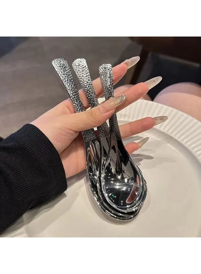 3Pcs Mirror Polished Stainless Steel Deep Bowl Serving Spoons Set Silvery - Image 3