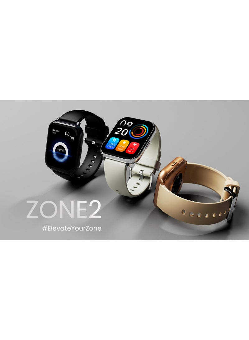 HiFuture Zone 2 SmartWatch With Effortless Wireless Calling & 1.96 Inch IPS Display - Long Battery Life, IP68 Waterproof - Silver White Colour - Image 2