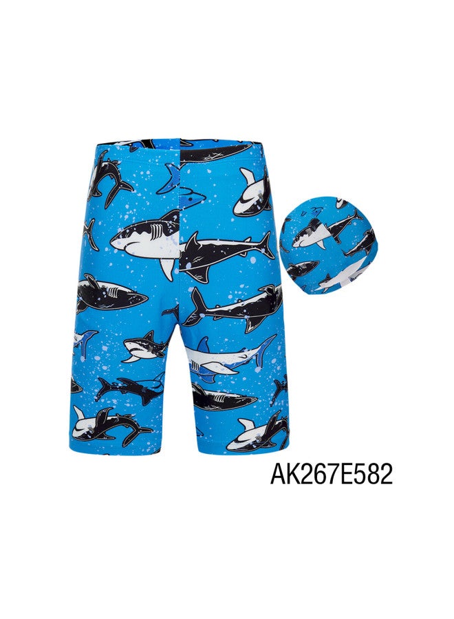 Aimer Kids Boys' Seaside Resort Hot Springs One-piece Chlorine-resistant Swimwear Dress Class A Water Shark - Swim Trunks + Swim Cap 160 - Image 3