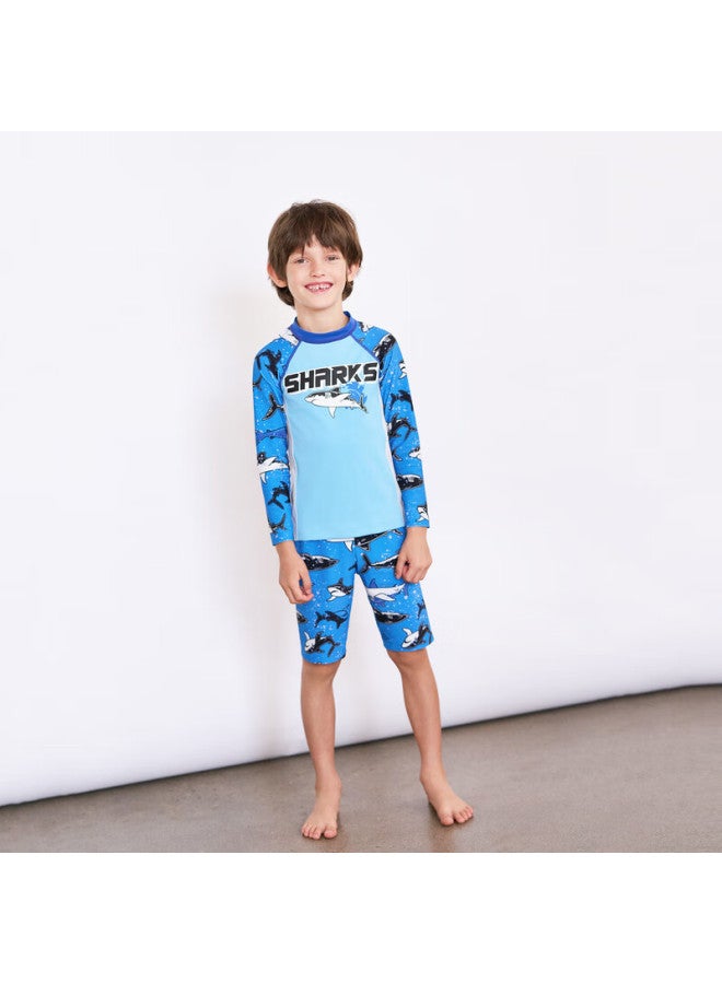 Aimer Kids Boys' Seaside Resort Hot Springs One-piece Chlorine-resistant Swimwear Dress Class A Water Shark - Swim Trunks + Swim Cap 160 - Image 4