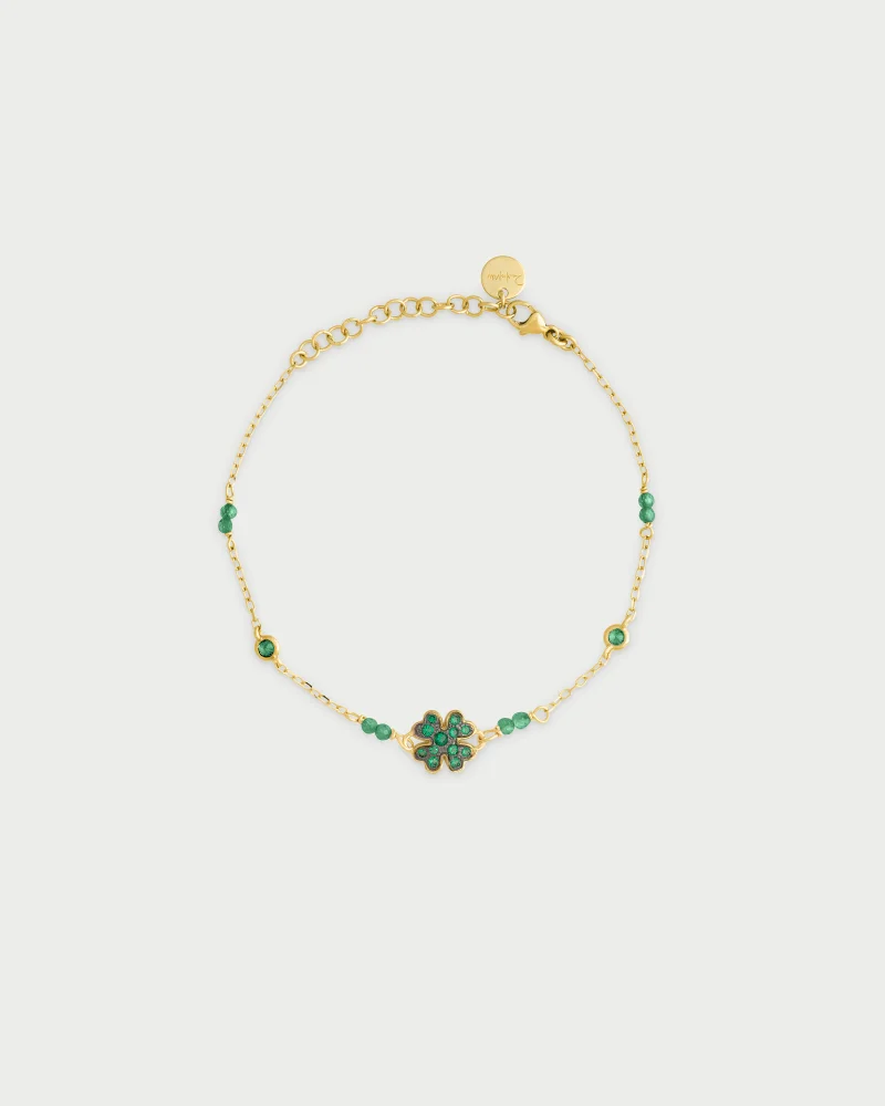 Rue Des Mill Chain bracelet with pav√© colored bezels - STARDUST TEN - Green