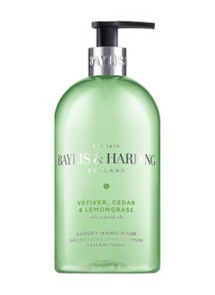 Baylis & Harding Signature Vetiver, Cedar & Lemongrass Anti-Bacterial Hand Wash 500ml | Natural Oils | Kills 99.9% of Bacteria | Woody & Aromatic Fragrance | Vegan