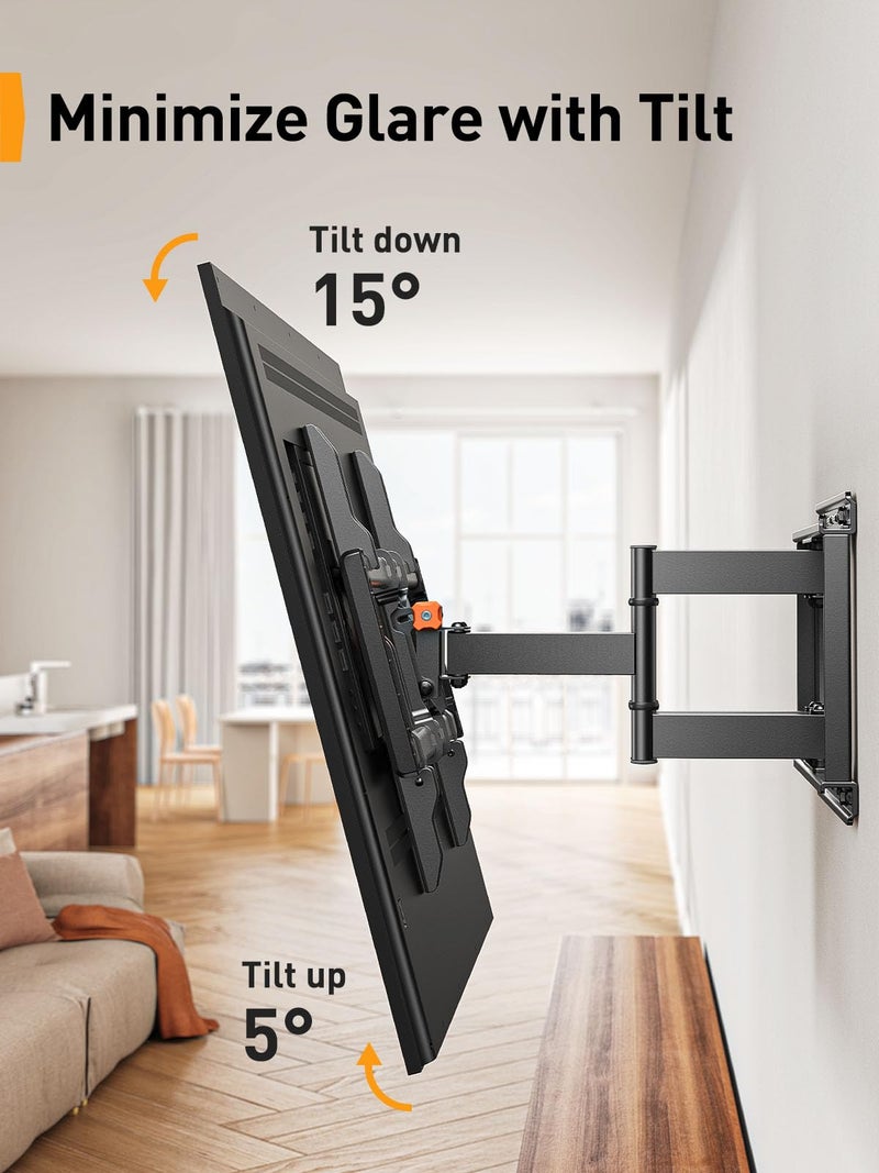 Perlegear UL Listed Full Motion TV Wall Mount for 42-85 inch TVs up to 132 lbs, TV Mount with Dual Articulating Arms, Tool-Free Tilt, Swivel, Extension, Leveling, Max VESA 600x400mm, 16" Studs, PGLF8 - Image 4