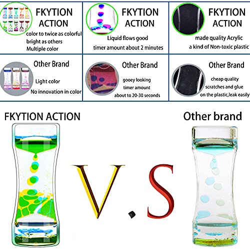FKYTION Liquid Motion Bubbler Timer Pack of 8 Great Desktop Colorful Hourglass Liquid Bubbler Small Calming Relaxing Toys Sensory Anxiety Autism ADHD Fidget Toys - Image 5