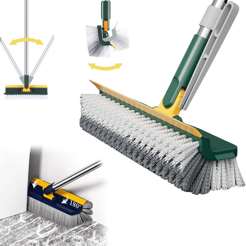 DMNDHT Mop for Floor Cleaning, Floor Scrub Brush, 4 in 1 Multifunction Scrape Cleaning Brush, for Cleaning Shower Bathroom, Patio, Garage, Kitchen, Wall and Deck (Green) - Image 1