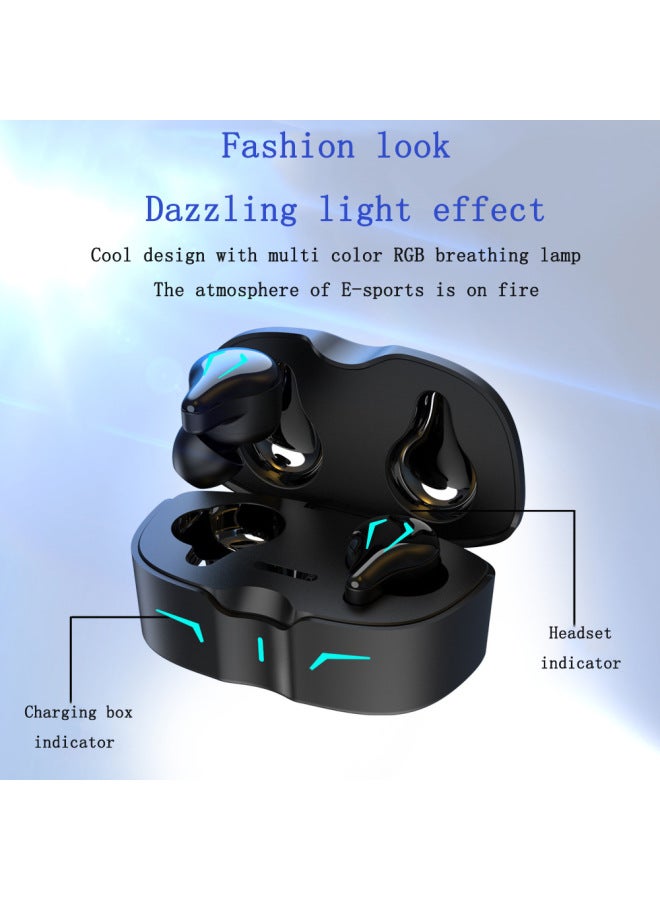 Wireless Gaming Bluetooth Headset 5.0 Low Latency Cool LED Breathing Light TWS Headset Surround Stereo-Color:Black  - Image 3