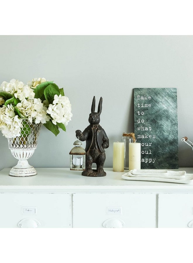 NIKKY HOME NIKKY HOME Easter Bunny Decorations - Vintage Metal Tealight Candle Lantern Holder Rabbit Resin Sculpture Bunny Figurine  - Image 5