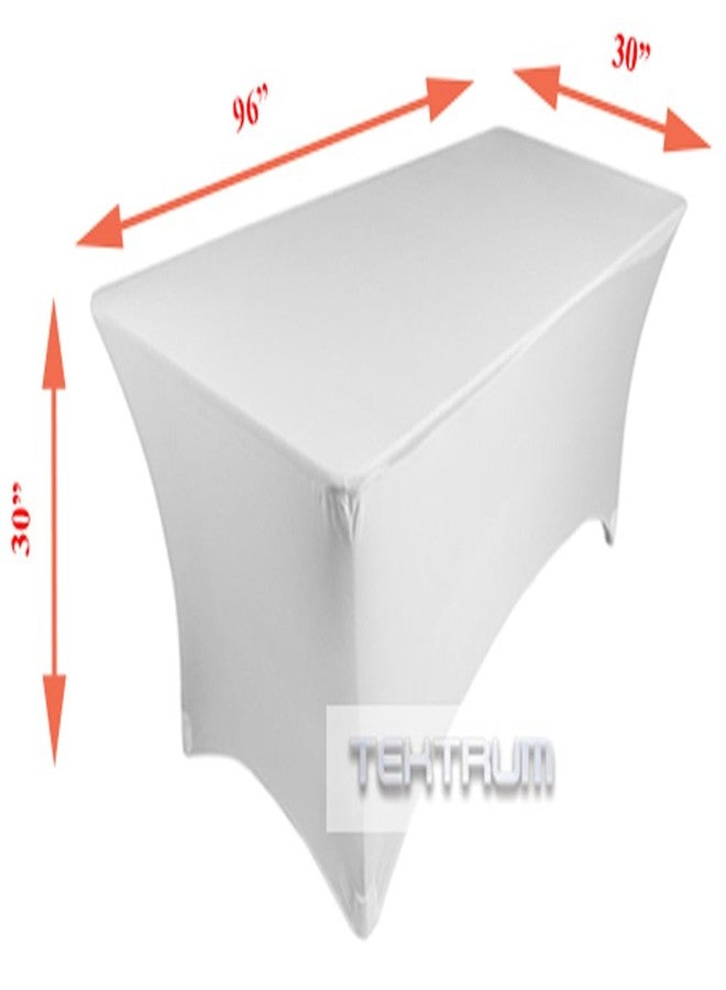 Tektrum 8 ft Long Rectangular Stretch Tablecloth, Spandex Jacket Cover, Tight Fit Linen-Fitted Table Cover For Trade Show, DJ, Wedding, Party, Banquet, Event, Kiosk, Vendor - Premium Fabric (White) - Image 4