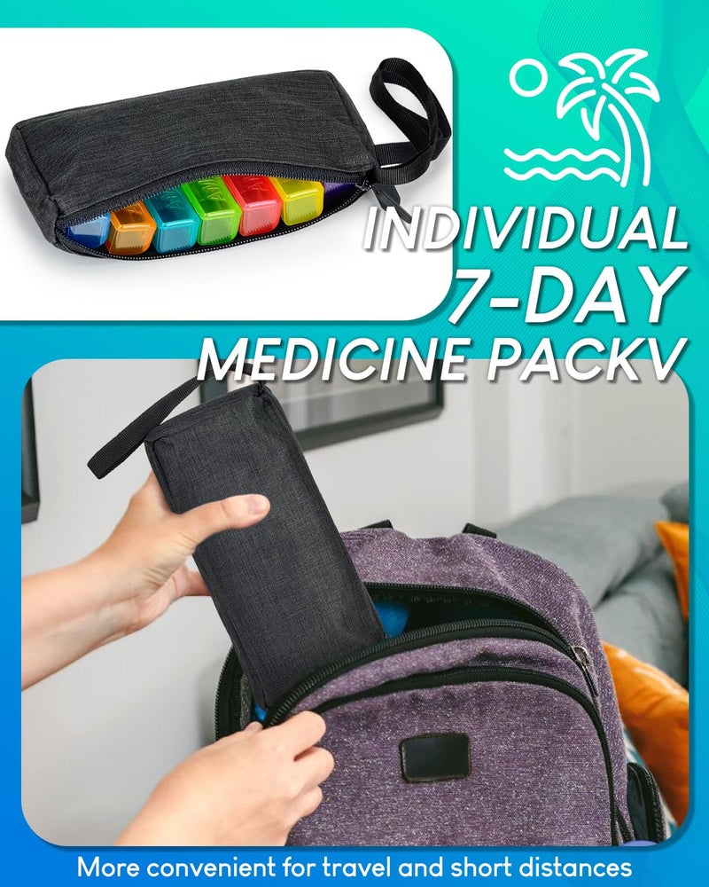 FRIWOLE Monthly Pill Organizer 2 Times a Day, with Portable Hard Shell, Pill Cutter, 31-Day Box, Plastic Opening Pick, Monthly & Weekly Stickers, Convenient Medication Management (Black, 2 Times a Day) - Image 2