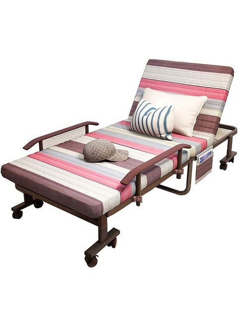 Folding Bed Portable Bed Foldable Bed for Camping Rollaway Guest Bed with Mattress for Adults Adjustable Reclining Chairs Fold Up Bed with Memory Foam Mattress