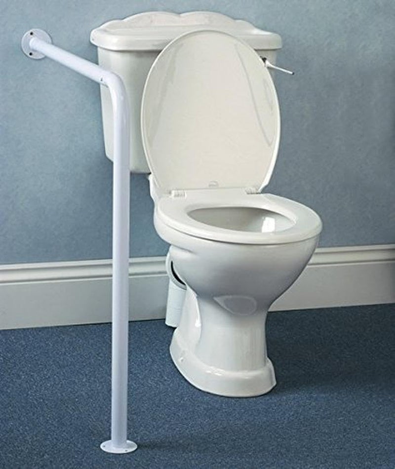 Homecraft Ringwood Wall to Floor Grab Rail, Curved Grab Bar for Toilet, Shower, or Bathtub, Secure Railing for Elderly & Handicapped, 30" High x 30 3/4" Deep, Bathroom Safety Rails - Image 1
