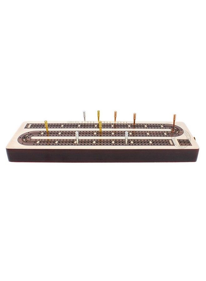 هاوس أوف كريبيدج 3 مسار لوح cribbage مستمر مرصع بخشب الورد القيقب الحجم: 12.5 بوصة درج تخزين لأوتد Cribbage - Image 3