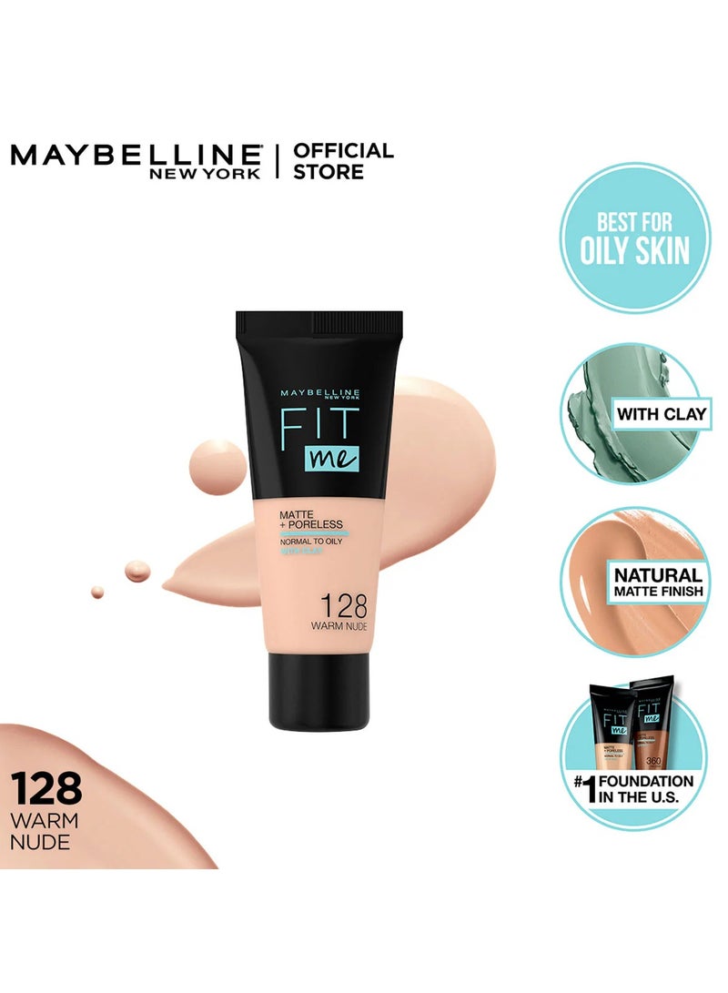 FIT Maybelline New York Fit Me Matte & Poreless Foundation 128 warm light beige - Image 2