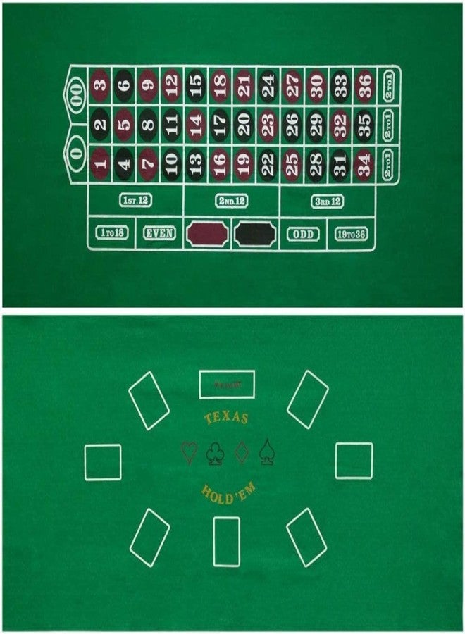 WMX KD Casino Tabletop Felt Layout Mat for Nights Game, Fun Casino, Parties, and Events! 36"x72" (Green Roulette) - Image 1