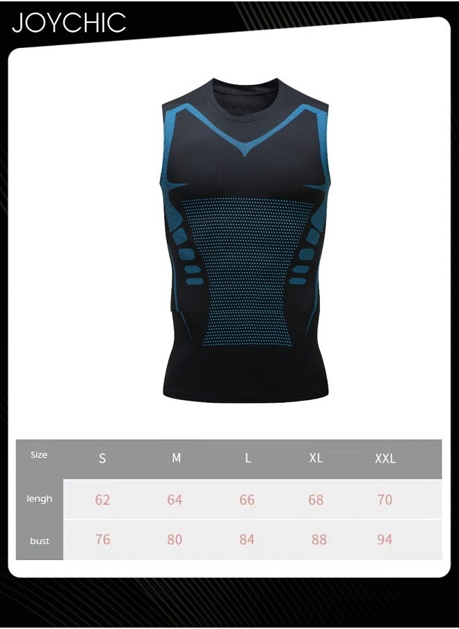 Joychic - Men Sports Vest Quick-drying High-elastic Tights Fitness Basketball Running Training Wide Shoulder T-shirt for All Seasons - Image 1