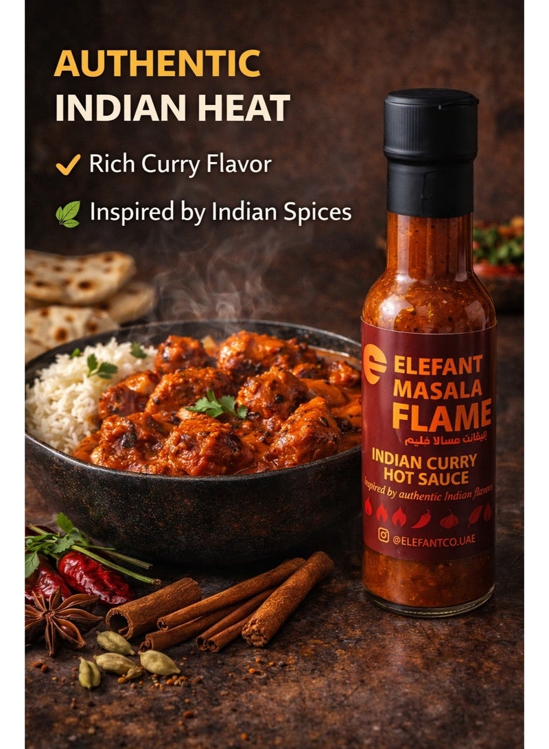 Elefant Masala Flame Indian Curry Hot Sauce 100ml Medium Hot No Preservatives Made in UAE - Image 2