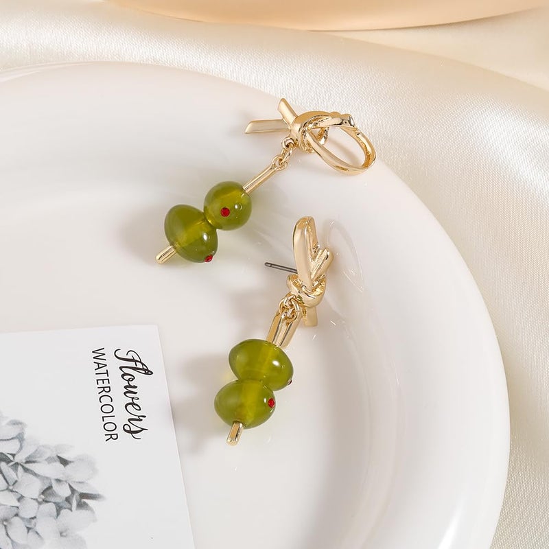 Madison Tyler Olive Earrings for Women | Gold Plated Green Dangle Earrings | Fun Fruit Drop Earrings for Women Jewelry Gifts - Image 5