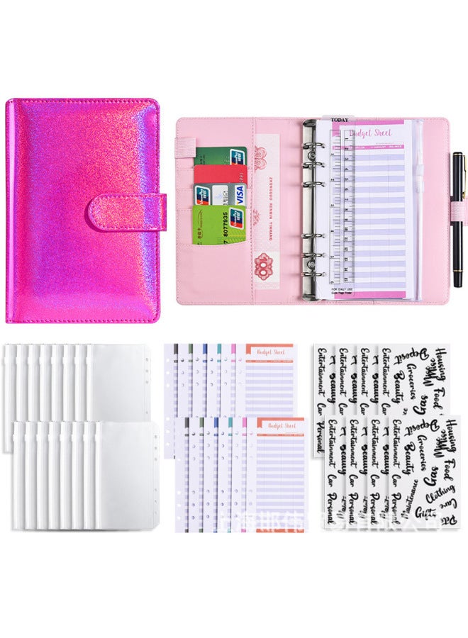 QICAI A6 Colorful Matte Laser Macaron Set Pu Notebook Cash Budget Financial Loose-leaf Book - Image 1