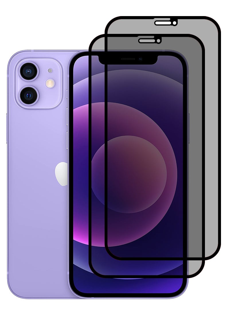 Theodor Pack of 2 Tempered Glass Screen Protector With 9H hardness For APPLE IPHONE 12 Privacy 6.1 - Image 1