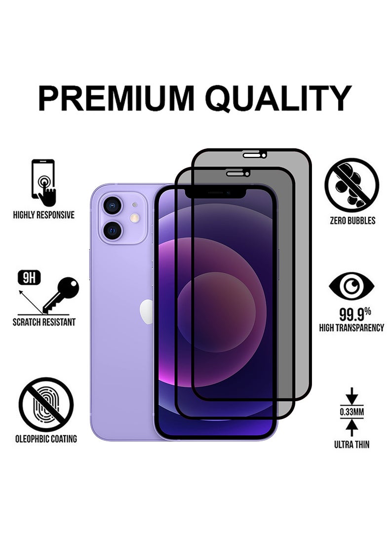 Theodor Pack of 2 Tempered Glass Screen Protector With 9H hardness For APPLE IPHONE 12 Privacy 6.1 - Image 2